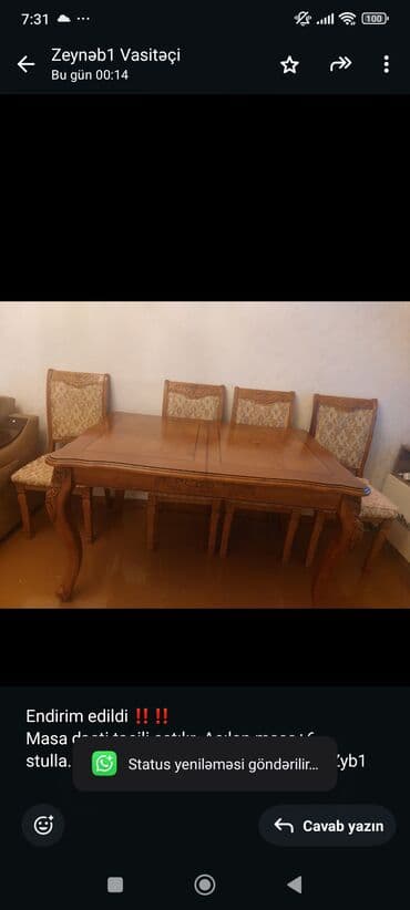 Bıçaqlar: Endirim edildi ‼️‼️ Masa dəsti təcili satılır. Açılan masa+6 — 1