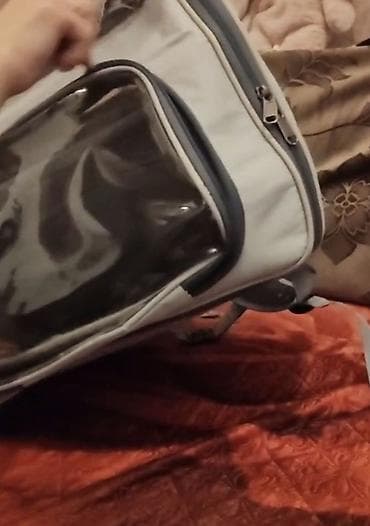 Heyvanlar üçün mallar: Ev heyvanları üçün daşıma çantası/backpack tipli daşıyıcı. Açıq boz — 3