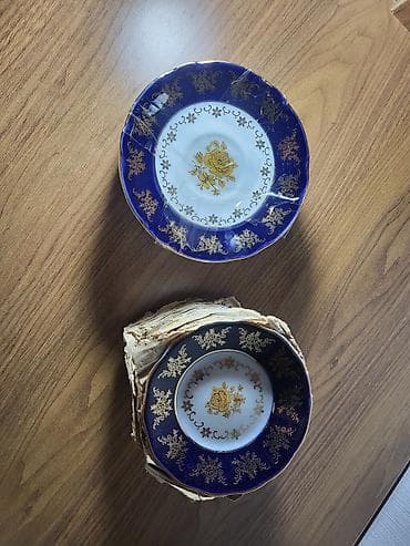 mekteb sekilleri: Boşqablar, rəng - Göy, Farfor, Çexiya — 2