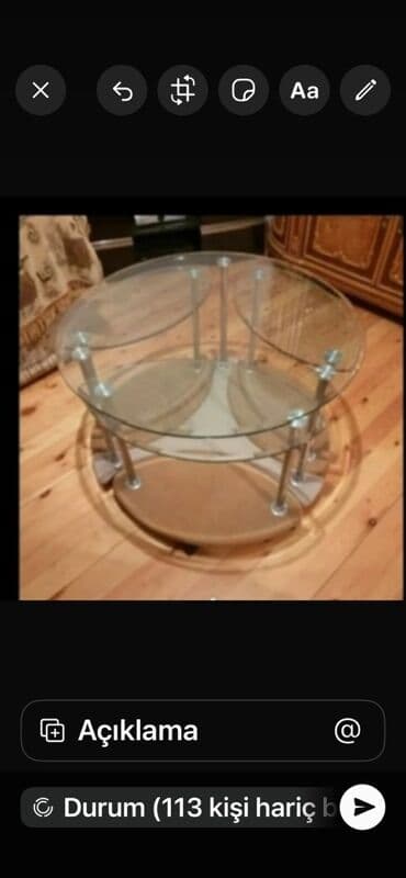 Sifarişlə mətbəx masaları: Yumru masa, Açılmayan, Təkərsiz, Şüşə — 1