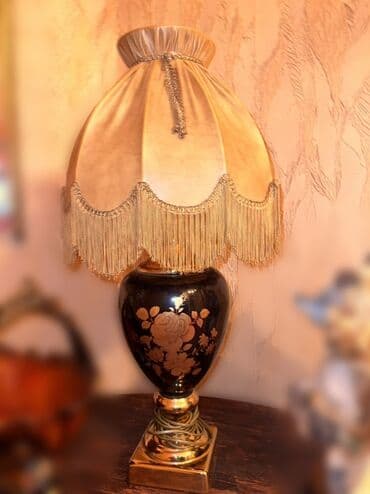 gecə lampası: Kobalt nachnik 100 manat Zərif qızılı haşiyəli, qara keramika — 1