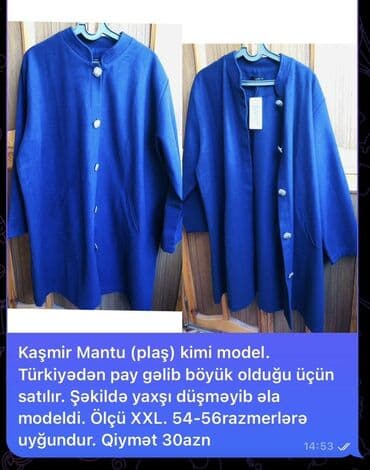 Palto, 2XL, rəng - Göy