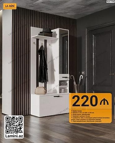 dekor ref: Dəhliz dolabı – La Mini (Kod: 1736) - Ölçülər: D 40 × H 200 × E 90 sm — 1