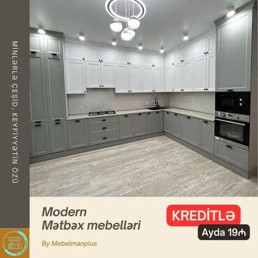 metbex mebeli gence: Sifarişlə mətbəx dəsti, Mat laminat, Kredit var, Pulsuz çatdırılma — 1