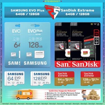 fleşkartlar qiymeti: Original MicroSD Kart! 🔹Samsung Evo Plus MicroSD / 64GB - 25₼ / 128GB — 1