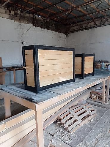 xrusta: Metal çərçivəli taxta dekorativ küplər / çiçək qabları - Material — 2