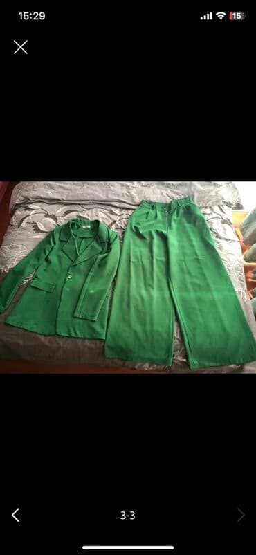 klassik qadin kostyumlari: Yaşıl qadın kostyumu – QuQu Fashion, ölçü 44 - İki hissədən ibarət — 1