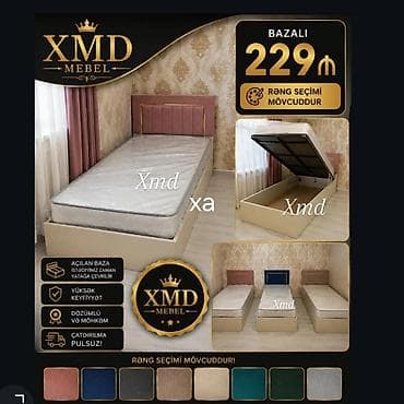 Bazalı tək nəfərlik çarpayı – XMD Mebel - Açılan baza: geniş saxlama