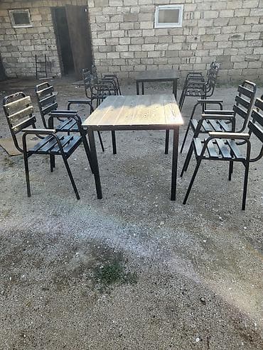 heyet masasi: Dördbucaq masa, 6 stul, Açılmayan, Stullar ilə, Metal — 2