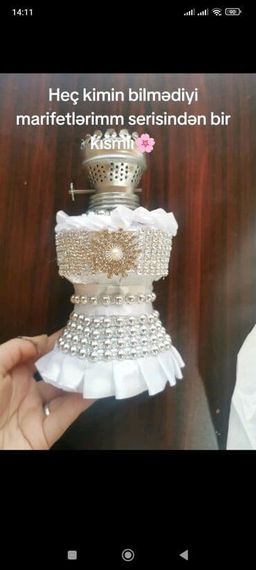 demir dekor: Bəzəkli ətir/qoxu diffuzoru – əl işi dekor - Metal başlıqlı — 3