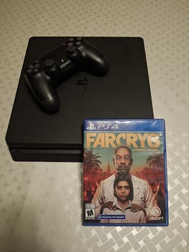 playstation az: Sony PlayStation 4 modeli 1 tb yaddas Ustündə bir pult ve Farcry 6 — 1