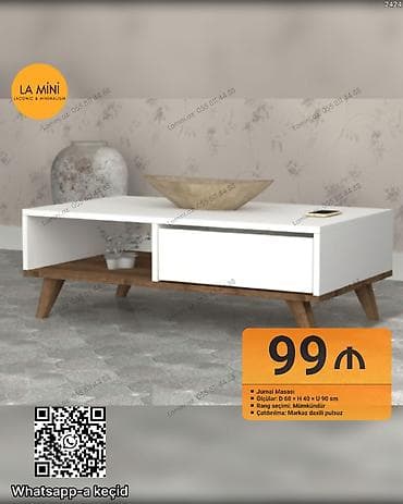 Düz masa, Açılmayan, Təkərsiz, MDF, Zəmanətsiz