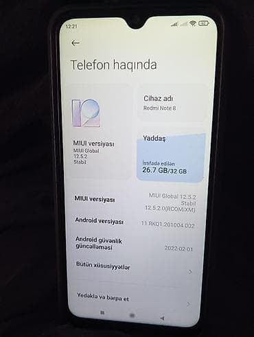 dubay 12: Redmi Note 8, 32 GB, rəng - Qara, Barmaq izi — 4
