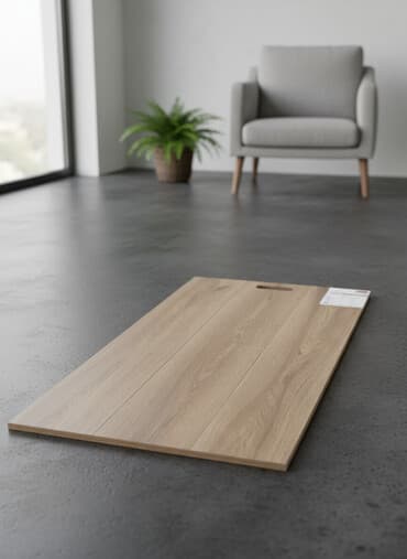 Vani markalı laminat döşəmə nümunəsi. Yüngül taxta rəngindədir və