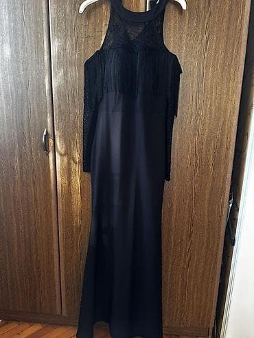 Qara zərif uzun don - Model: Uzun, düz kəsim; alt hissə axıcı parça - — 2