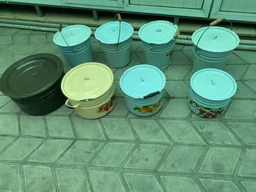 hesam qablar: Emaye vedrələr və qazanda dəsti - Müxtəlif həcm və formalarda emaye — 1