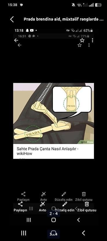 Çantalar: Prada Canapa model əl çantası. Zərif bej rəngdə təqdim olunan bu model — 3