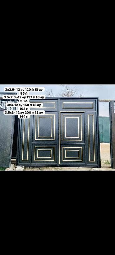 bord: Dəmir həyət qapıları – dekorativ naxışlı, üst hissəsi barmaqlıqla — 10