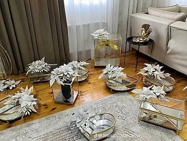 parda: Şüşə və güzgü səthli dekorativ xonça dəsti - Material: şəffaf şüşə — 5