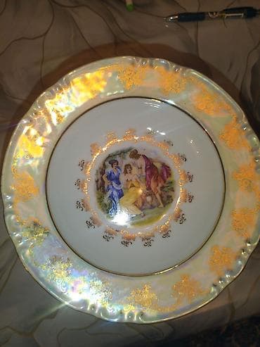 süfrə: Boşqablar, 1 əd, rəng - Qızılı, Farfor — 1