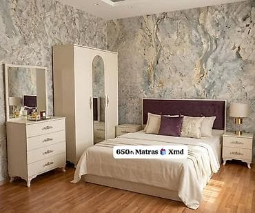 Yataq otağı mebel dəsti Tərkibi: - 2 nəfərlik çarpayı (yumşaq başlıq — 1