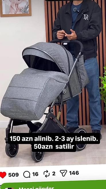 usag geyimi: Uşaq arabası – qatlanan, tək əllə idarə oluna bilən model — 1