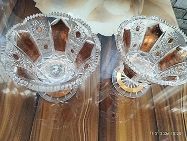 paxlava parca satisi: Kəsimli xrustal bagima ayaqlı qablar dəsti (2 ədəd) - Material — 1