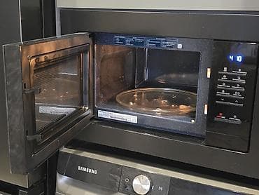 samsung mikrodalga: Samsung mikrodalğalı soba – quraşdırılan model, şüşə ön panel və — 2