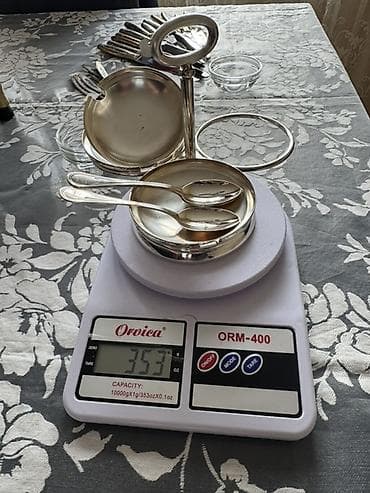 Столовые приборы: Gümüş süfrə aksessuarları dəsti Tərkib və xüsusiyyətlər: - Böyük — 6