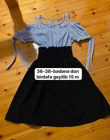 korpə geyimi: İki don satılır: 1) Zolaqlı üstlü, beldən büzgülü kombinə don - Ölçü — 1
