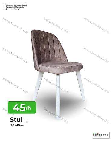 Stul – 40×45 sm - Yumşaq, rahat oturacaq və bel hissəsi - Şaquli