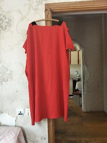 don geyim: Qırmızı rəngdə sərbəst kəsimli qadın donu - Model: düz, oversize — 1