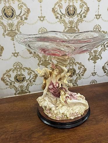 şirniyyat qablari: Dekorativ şüşə meyvə qabı – heykəl kompozisiyalı - Üst hissə: qalın — 4