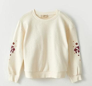 Krem rəngli sweatshirt - Model: uzunqollu, dairəvi yaxalı - Material — 1
