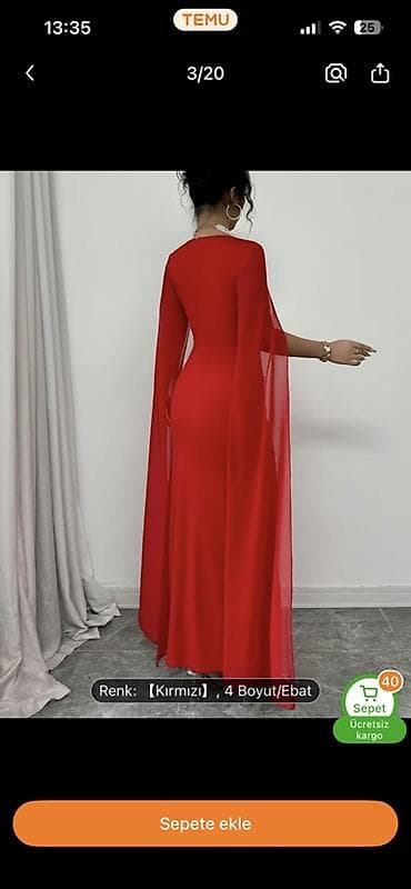 vecer: Qırmızı zərif ziyafət/libas - Model: Uzun, bədənə oturan siluetli don — 2