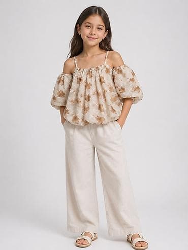 usag geyim: Qız uşaqları üçün yaylıq bluz - Model: off-shoulder (açıq çiyinli) — 2