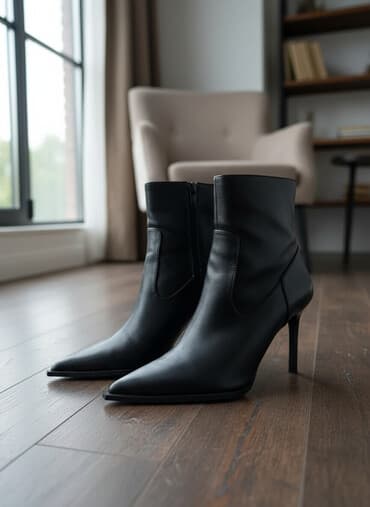 qadın çəkmə: Qısaboğaz, Zara, Ölçü: 35, rəng - Qara, İşlənmiş — 1