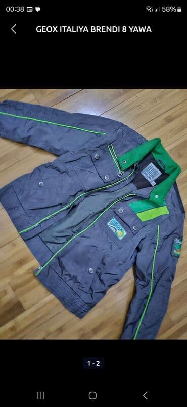 Джинсы и брюки: Geox İtaliya brendi uşaq gödəkçəsi – 8 yaş. - Rəng: tünd boz — 1