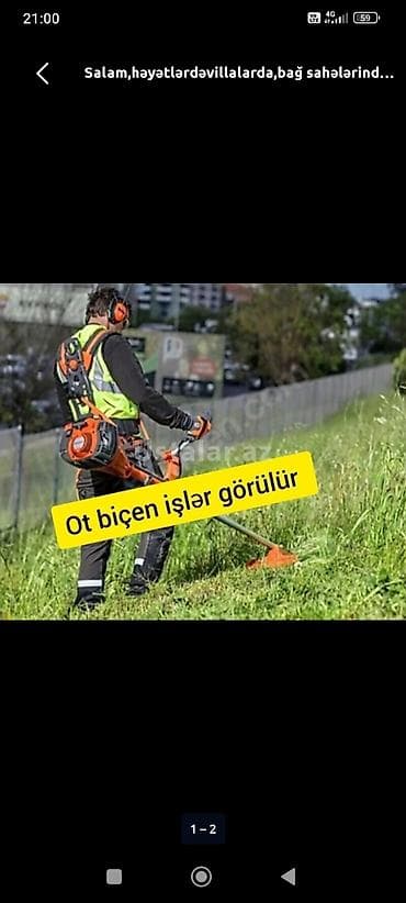 bağ qaycı: Xidmət: Ot biçən işləri Təsvir: - Həyət, bağ, villa və boş sahələrdə — 2