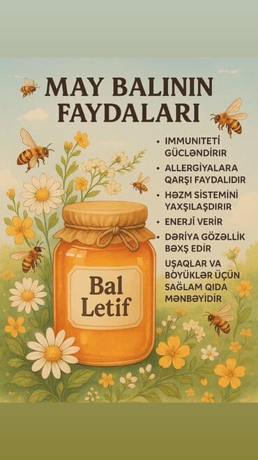 termo qab: Şüşə bankada "Bal Lətif" brendinin qarışıq çiçəklərdən toplanmış balı — 7