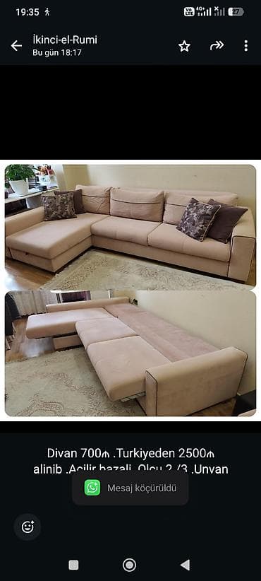 Divan 700₼ .Turkiyeden 2500₼ alinib .Acilir bazali .Olcu 2 /3 .Unvan