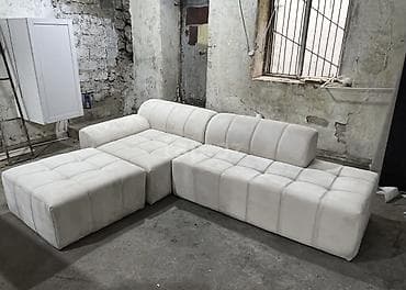 palet divan: Ağ rəngdə L formalı modul künc divan - Minimalist, müasir dizayn — 1