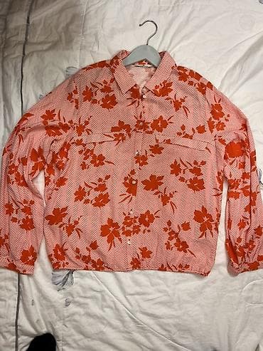 apple watch çakma: Tom Tailor Qadın köynəyi – narıncı çiçək naxışlı - Model: uzunqol — 1