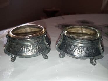 Продукты питания: Antik duzqabı cütü - Material: şüşə daxililik və tökmə metal gövdə — 3