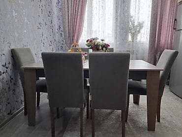 perla stullar: Qonaq otağı üçün, Açılmayan, Dördbucaq masa, 6 stul — 2