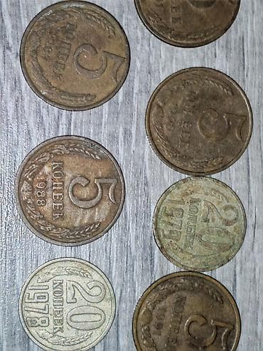 samovar 1870: Sovet dövrünə aid xırda metal pullar toplusu Tərkib: - 2 ədəd iri — 4