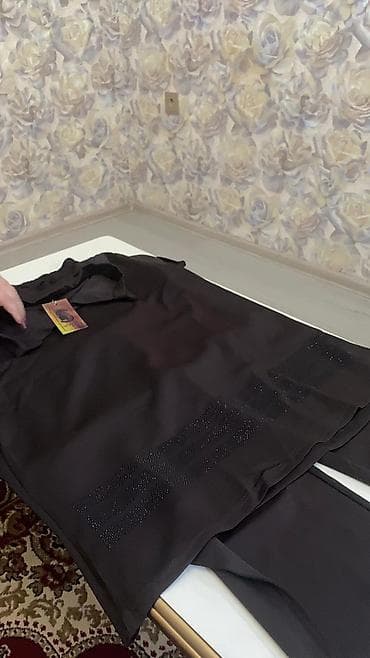 ev başmaqları: Qara rəngli qadın dəsti – köynək və şalvar - İki parça komlekt — 2