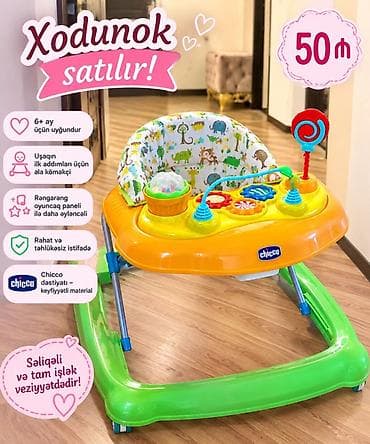 Bir neçə uşaq və geyim məhsulu satılır: 1) Chicco xodunok – 50 m - 6+ — 3