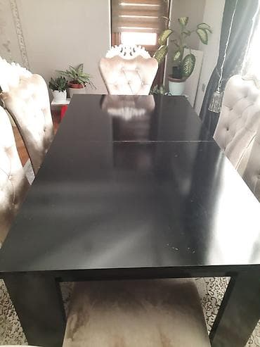 gaming masa: Yemək otağı dəsti - Vitrin: Qara-ağ rənglərdə, şüşə önlü vitrin — 2