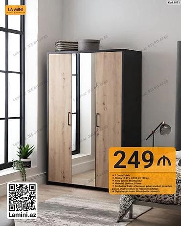 skaf: LA MINI 3 qapılı dolab - Kod: 1092 - Ölçülər: D 47 × H 200 × E 120 sm — 1